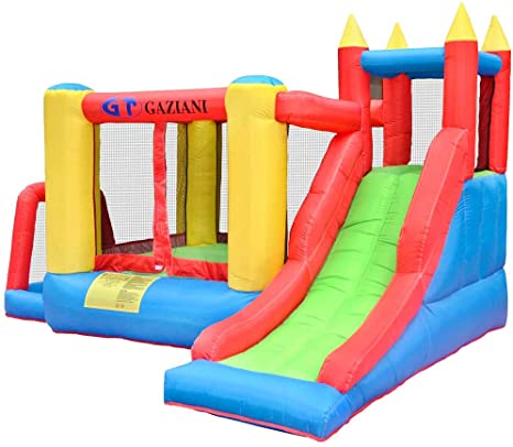 Wotryit Inflatable Bounce House, Jumping Castle, Slide Bouncer w/Large Jumping Area, Long Slide, Including Carry Bag, Heavy-Duty Blower