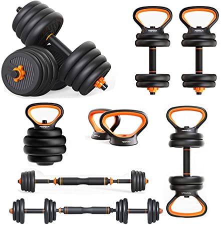 Gnpolo Adjustable Dumbbells Barbell Dumbbell Set 4 Modes Home Gym Kettlebell Handles Push Up Stand Fitness Workout,1 Pair of Dumbbells Total Weight 22lbs-88lbs