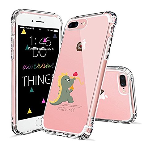 iPhone 7 Plus Case, iPhone 7 Plus Cover, MOSNOVO Cute Dinosaur Sniper Pattern Clear Design Printed Transparent Plastic Hard Case with TPU Bumper Protective Cover for Apple iPhone 7 Plus (5.5 Inch)