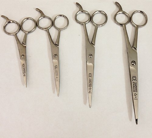 4 Pairs Ice Tempered Stainless Steel Styling Hair Cutting Scissors Barber Trimming Shears 4.5" 5.5" 6.5" 7.5"