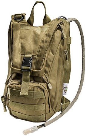 Hydration Pack with 2.5L Bladder and 2 Additional Pockets. Tough Military Style Backpack From Monkey Paks Is Perfect for Hiking, Biking, Running, Walking and More.