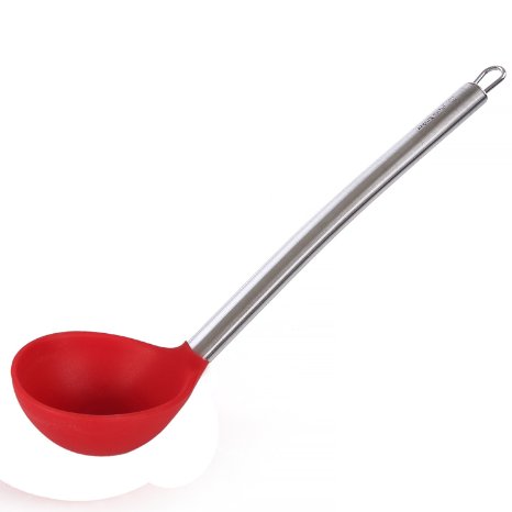 iNeibo Kitchen Silicone Ladle - With Strong Silicone Covering Head And Stay-cool Stainless Steel Handle