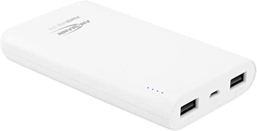 ANSMANN Power Bank Portable Charger 10800mAh Capacity | External Battery Pack Powerbank with 2 USB Ports for Quick Charging of Rechargeable Battery - White