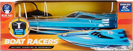 Blue Hat Boat Racers Battery Operated RC Speedboat (49 MHz), Dual Propeller