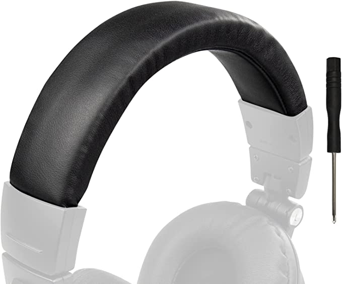 SOULWIT Protein Leather Headband Cover for Audio Technica ATH M50, M50X, M50XWH, M50XBT, M50XBT2, M50S/LE Headphones, Replacement Headstrap Pad Repair Part (Black)