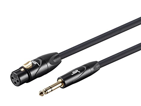 Monoprice 10ft Stage Right XLR Female to 1/4inch TRS Male 16AWG Cable (Gold Plated)