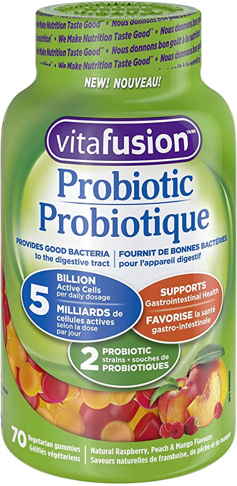 VITAFUSION Probiotic Gummies, 3 Natural Fruit Flavours, 70 Count
