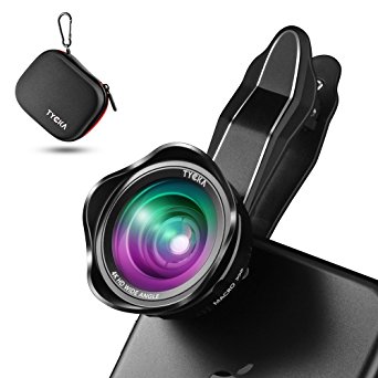Tycka portable phone camera lens kit, available use on rear dual lens camera, 110° 0.6X Wide Angle Lens, 15X Marco Lens, portable case and microfiber cleaning cloth for iphone samsung sony and more