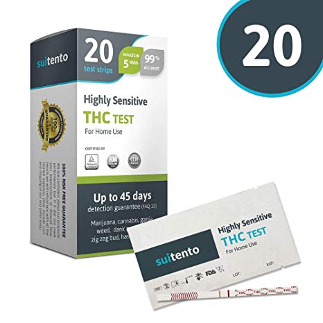 SelfCheck Highly Sensitive Marijuana THC Test Kit - Medically Approved Drug Strips for Detecting Any Form of THC in Urine up to 45 Days in 5 Minutes Only