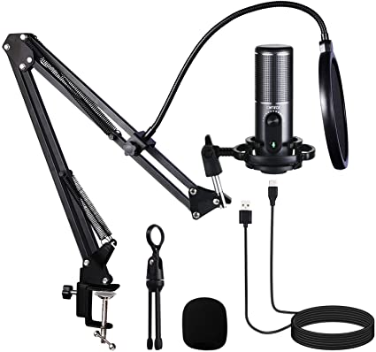 CMTECK Studio Microphone USB Podcast Cardioid Computer Mic kit, XM530 Recording Consender Microphone with Boom Arm Set Shock Mount Pop Filter for Skype YouTube Voiceover Streaming Gaming