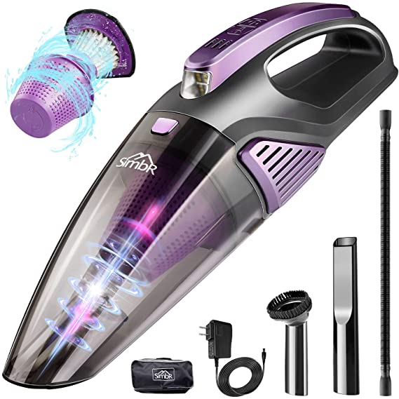 Handheld Vacuum Cordless, Car Vacuum Cleaner(Led Light, Quick Rechargeable 2500mAh Battery) Wet&Dry Portable Vacuum Hand Vacuum Cleaner for Car and Home,Stainless HEPA Filter