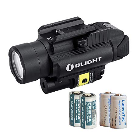 OLIGHT PL-2RL Baldr White LED & Red Laser Handgun Weaponlight with 2X CR123 Batteries & 2X LumenTac CR123 Batteries