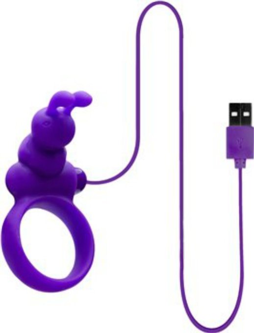 Buckle Up USB Powered Silicone Cock Ring with Clitoral Simulator (Purple)