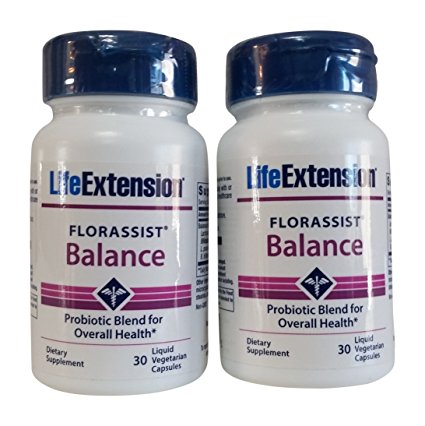 Life Extension FLORASSIST Balance Probiotic Blend Vegetarian Capsules 30 Count (Pack of 2)