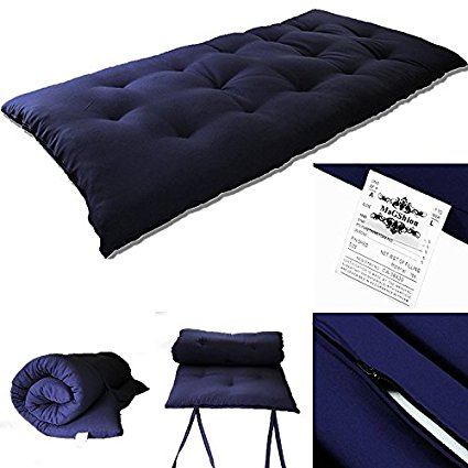 3" Single Size(3"x27"x80") Tatami Floor Mat- Japanese Bed, Rolling Bed, Thai Massage Bed, Mattresses (Navy Blue)