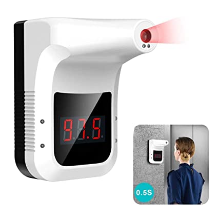 【Stock in US】Wall-Mounted Infrared Thermometer Wall-Mounted No Contact Digital Large Screen Thermometer Accurate & Automatic Instant Readings Professional Thermometer,for Office, Community (White)