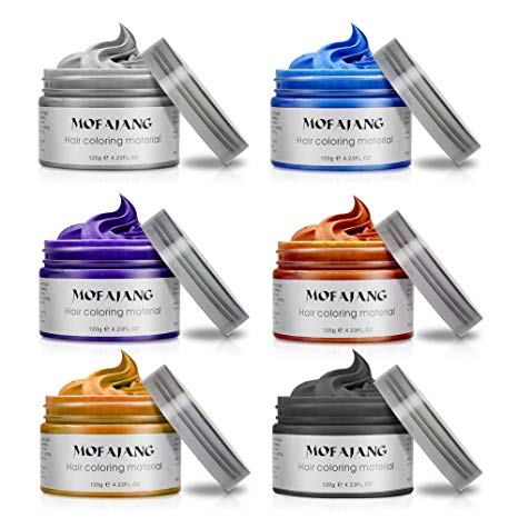 Hair Wax Color Unisex Disposable Modeling Wax Mud Dye Cream DIY Hair Color Hairstyle 6Pcs