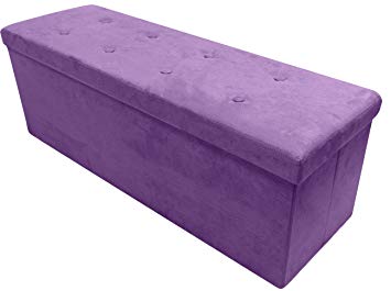 Sorbus Storage Ottoman Bench – Collapsible/Folding Bench Chest with Cover – Perfect Toy and Shoe Chest, Hope Chest, Pouffe Ottoman, Seat, Foot Rest, – Contemporary Faux Suede (Large-Bench, Purple)