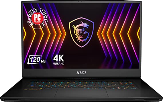 MSI Titan GT77 17.3" UHD 120Hz Gaming Laptop: Intel Core i7-12800HX RTX 3070 Ti 32GB DDR5 1TB NVMe SSD, Thunderbolt 4, USB-Type C, Cooler Boost Titan, Win11 Pro: Core Black 12UHS-009