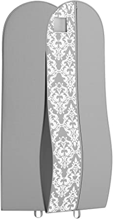 Your Bags Travel Garment Bag 72 x 24” for Dress - 10” Tapered Gusset Black (Gray & White Damask) One Size