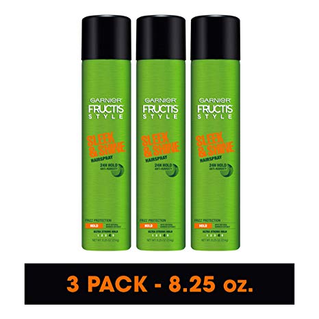 Garnier Fructis Style Sleek & Shine Hairspray All Hair Types, 8.25 Ounce (Pack of 3) (Packaging May Vary)