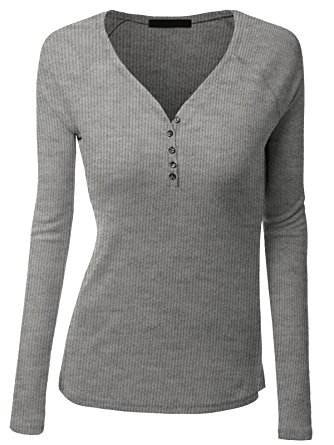 Govc Women Long Sleeve V Neck Plus Size Henley T-shirts Thermal Top