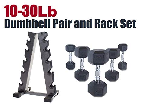 CAP Barbell Black Rubber HEX 200 lb Dumbbell Set with Rack, Available in Different Racks