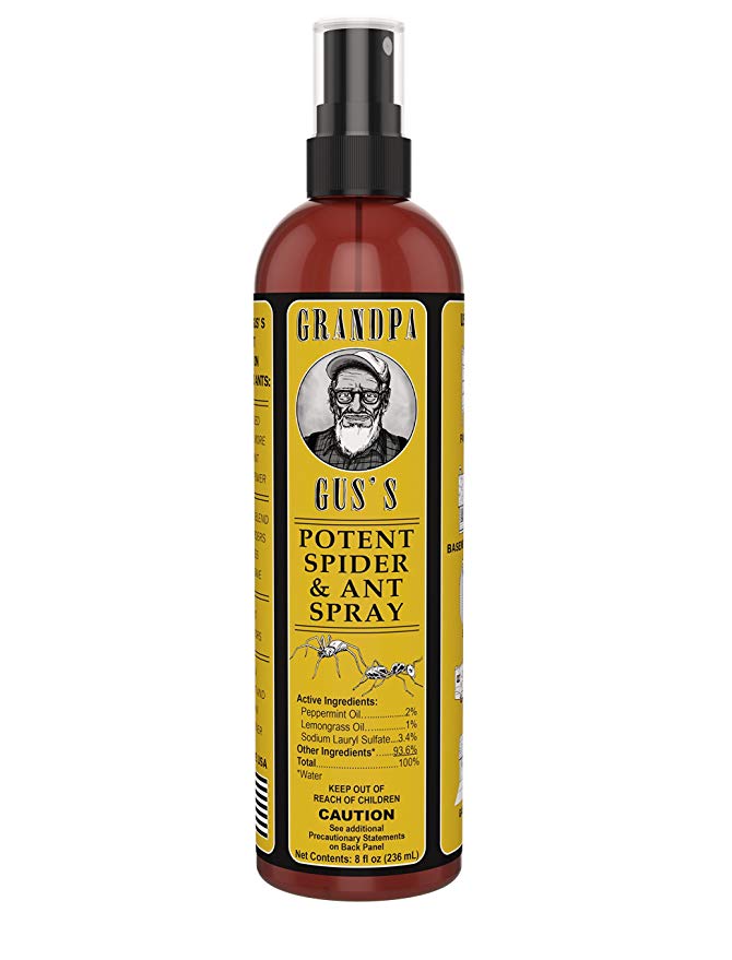 Grandpa Gus's GSS-8-BAG-1 Spider & Ant Repellent, Clear Liquid, Amber Bottle