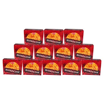 Hem Frank Incense Pack of 12 Incense Cones Boxes, 10 Cones Each, Traditionally Handrolled in India, Best Traditional Natural Fragrance Perfect for Prayer, Meditation Yoga, Relaxation Peace Positivity