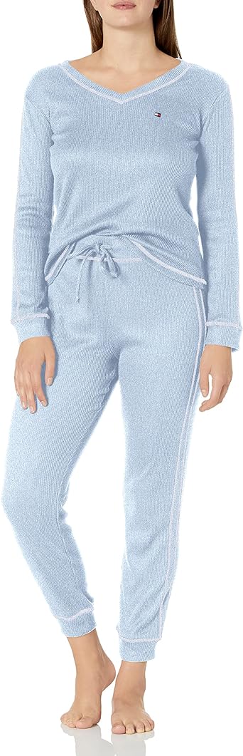 Tommy Hilfiger Women's Waffle-Knit Long Sleeve Jogger Pajama Set