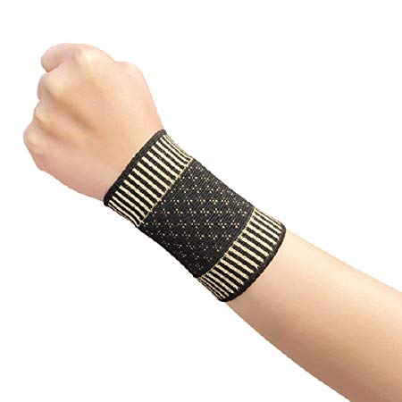 1 Pair Copper Fiber Wrist Brace Fitness Yoga Wrist Support Compression Can Relieve Wrist Pain,Sprains,And Recovery (S)