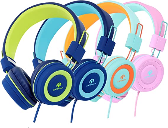 CN-Outlet Kids Headphones for School with Microphone 4 Pack Wired Classroom Headsets Class Set Students Children Boys Girls Teen and Adults (Mixed Colors)