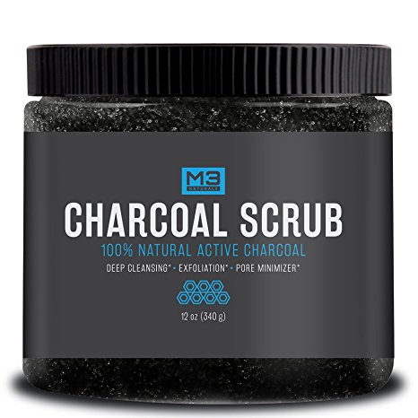 Premium Activated Charcoal Scrub 12 OZ - All Natural Pore Minimizer - Reduces Wrinkles, Blackheads & Acne Scars, Anti Cellulite Treatment - Body & Face Cleanser - Face Scrub & Body Scrub