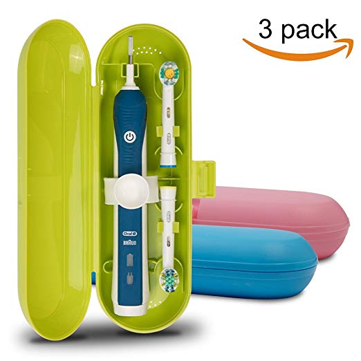 Plastic Electric Toothbrush Travel Case for Oral-B Pro Series, 3 packs (Blue&Pink&Green)