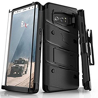 Samsung Galaxy Note 8 Case, Zizo [Bolt Series] FREE [Curved Full Glass Screen Protector]Kickstand[12 ft. Military Grade Drop Tested]Holster Note 8