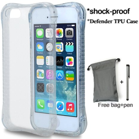VIVIBIN iPhone 5 TPU Case Clear Soft TPU Gel Protector Case for iPhone 5 5s 5c[Defender iphone 5 clear case][shock resistant cases][with Air Cushion][ clear iphone 5 case][ drop protection tpu case]