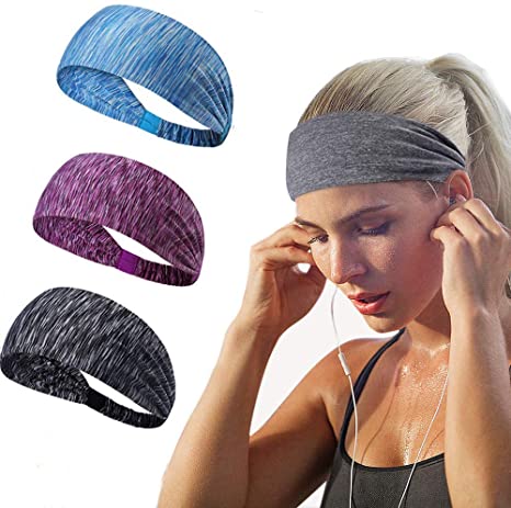 Joyfree Workout Headbands for Women Men Sweatband Yoga Sweat Bands Elastic Wide Headbands for Sports Fitness Exercise Tennis Running Gym Dance Athletic