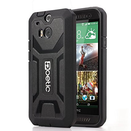 HTC One M8 Case - Poetic HTC One M8 Case [Revolution Series] - [Heavy Duty] [Dual Layer] Complete Protection Hybrid Case with Built-In Screen Protector for HTC One M8 Black (3 Year Manufacturer Warranty From Poetic)
