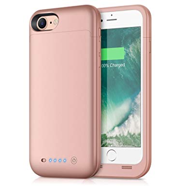 iPhone 8 Plus/iPhone 7 Plus Battery Case 7000mAh, Portable Protective Battery Pack Charging Case for iPhone 7Plus & iPhone 8Plus (5.5 Inch) Rechargeable Extended Battery Charger Case - Gold
