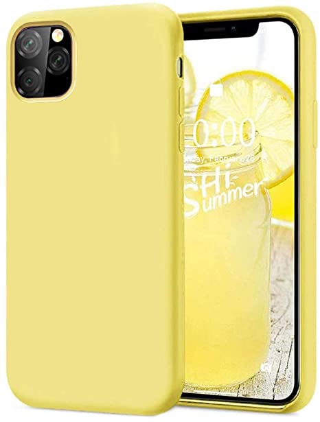 KUMEEK iPhone 11 Pro Case, Soft Silicone Gel Rubber Bumper Case Anti-Scratch Microfiber Lining Hard Shell Shockproof Full-Body Protective Case Cover for Apple iPhone 11 Pro-Yellow