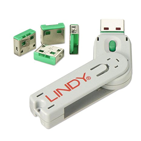 Lindy USB Port Blocker - Pack of 4, Green (40451)
