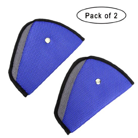 Ilovebaby Car Child Safety Cover Harness Pad for Seatbelt, Comfortable Protection for Adult Children, Made of Air Mesh Fabric Blue with Black Lining, Pack of 2