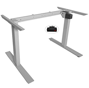 AnthroDesk Sit to Stand Electric Adjustable Height Standing Desk (Grey Programmable)