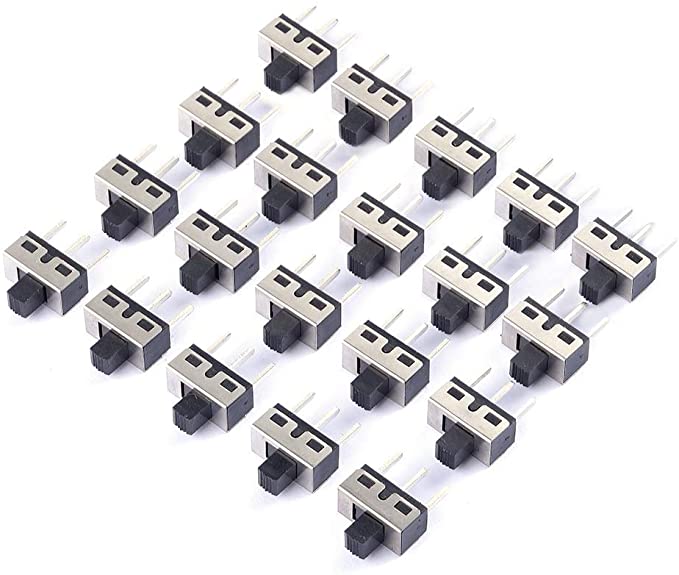 Cylewet 20Pcs 5mm High Knob Vertical Slide Switch 3 Pin 2 Position 1P2T SPDT Panel (Pack of 20) CYT1107