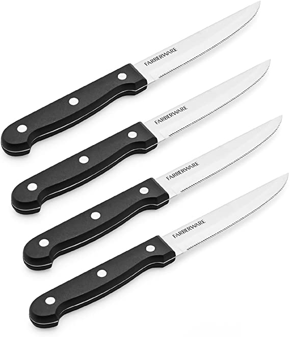 Farberware Cutlery 5148045CAN Chop House Steak Knives, Set of 4, One Size, Black