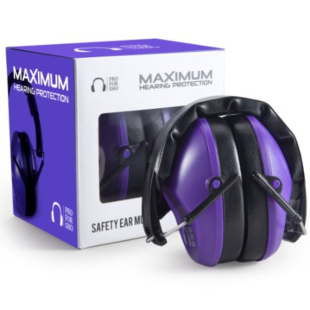 Pro For Sho 34dB Shooting Ear Protection - Special Designed Ear Muffs Lighter Weight & Maximum Hearing Protection , Purple