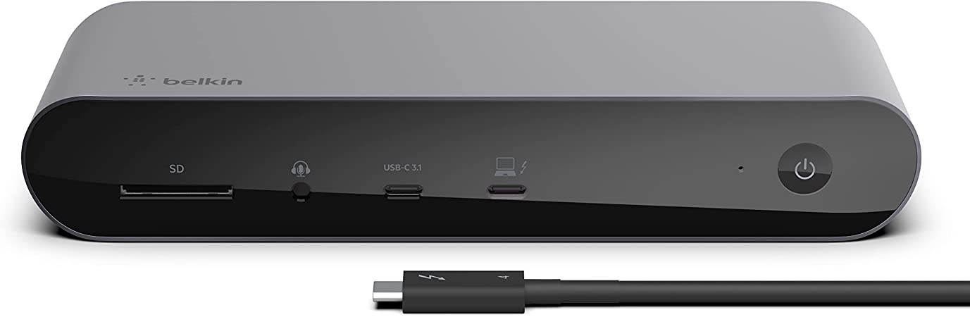 Belkin Thunderbolt 4 Dock Pro, Single 8K @ 60hz, Dual 4K Display Compatible, 2 x Thunderbolt 4 Port, 2 x HDMI Port, 90W Power Delivery PD, Audio in/Out, Compatible with MacBook Pro, XPS, and More