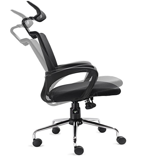 Recline Ergonomic Mesh Office Chair w/ Lumbar Support and Adjustable Headrest