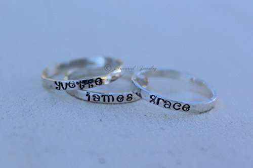 Personalized Sterling Silver Stackable Rings - Customizable Name Jewelry - Stacker Stacking Rings - Mother Daughter Jewelry - Custom - Simple - Delicate - Dainty - Hammered Ring