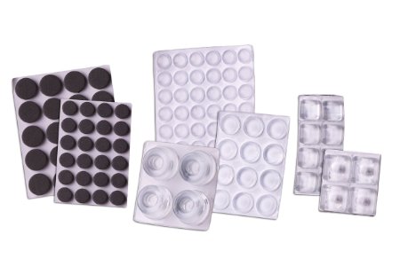 Self Stick Bumpers Variety of Sizes Assortment, Round & Square, 120 Pieces, Clear - Foam